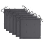 Chaises de jardin lot de 6 avec coussins Bois d'acacia solide – Image 4