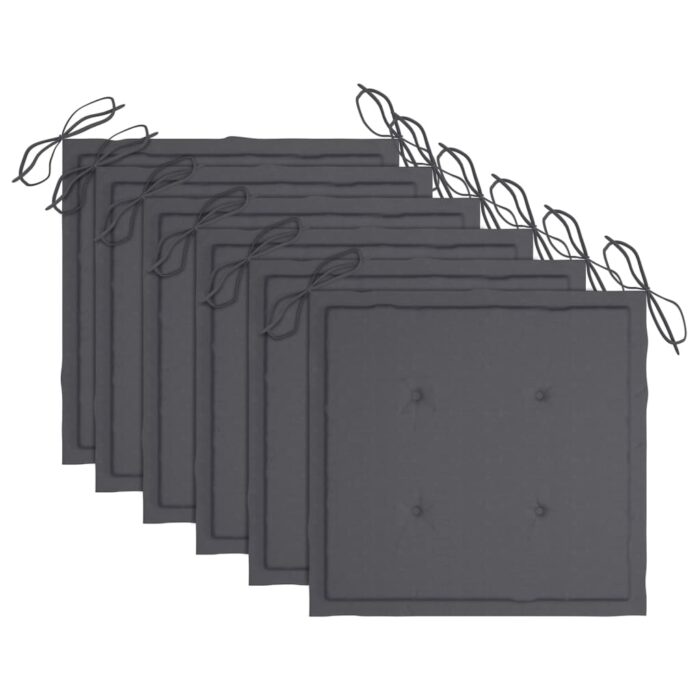 Chaises de jardin lot de 6 avec coussins Bois d'acacia solide – Image 4