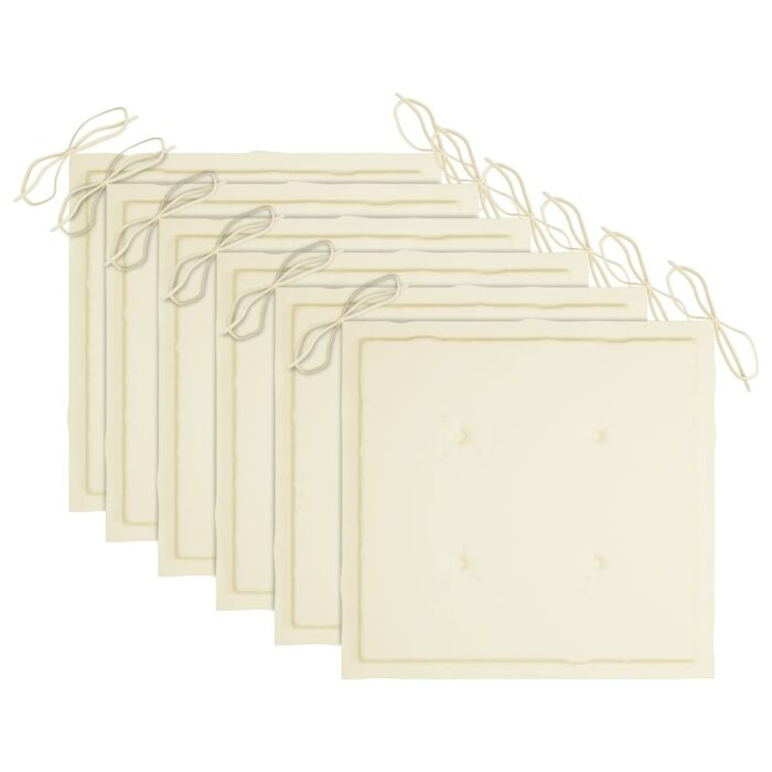 Chaises de jardin lot de 6 avec coussins Bois d'acacia solide – Image 4