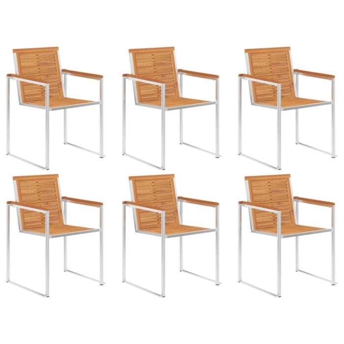 Chaises de jardin lot de 6 avec coussins Bois d'acacia solide – Image 2