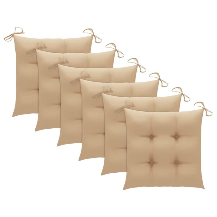 Chaises de jardin lot de 6 avec coussins Bois d'acacia solide – Image 9