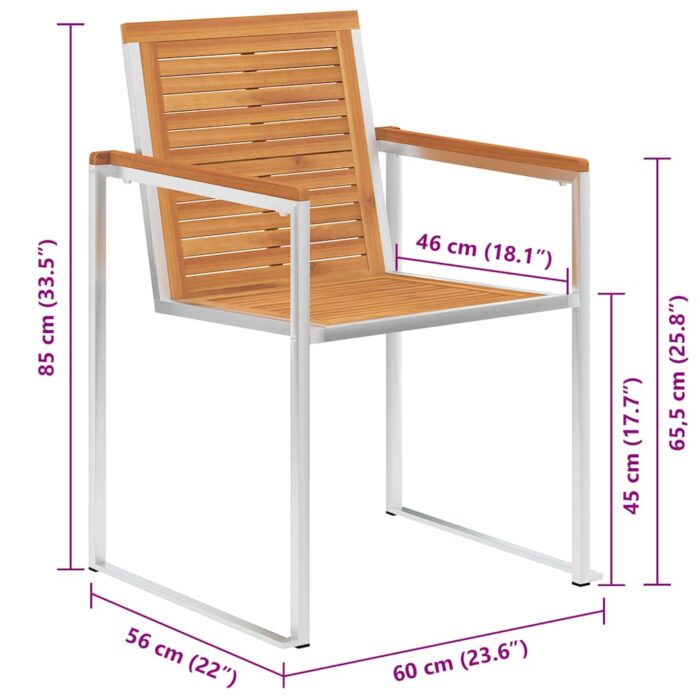 Chaises de jardin lot de 8 avec coussins Bois d'acacia solide – Image 12