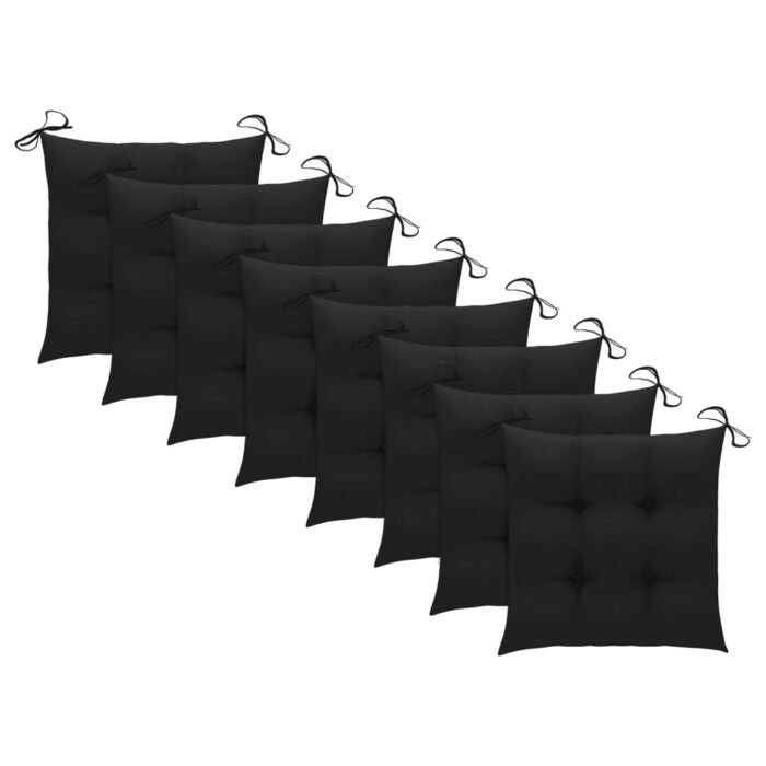 Chaises de jardin lot de 8 avec coussins Bois d'acacia solide – Image 4