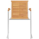 Chaises de jardin lot de 6 bois teck solide et acier inoxydable – Image 2