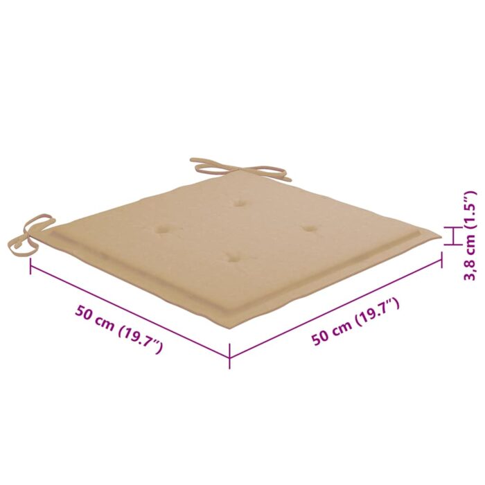 Chaises de jardin lot de 4 avec coussins Bois de teck massif – Image 12