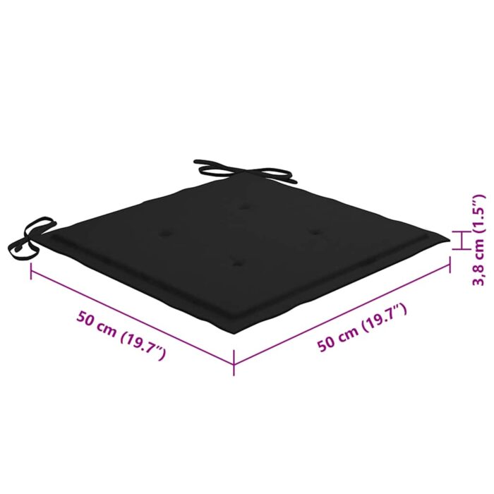 Chaises de jardin lot de 4 avec coussins Bois de teck massif – Image 12