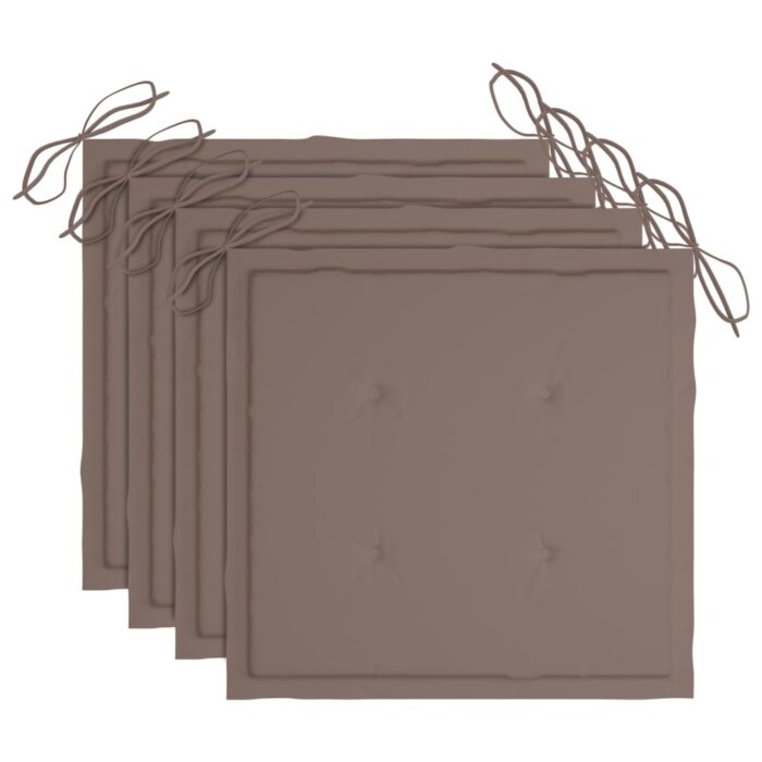 Chaises de jardin lot de 4 avec coussins Bois de teck massif – Image 6