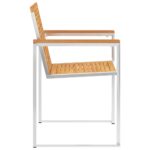 Chaises de jardin lot de 4 avec coussins Bois de teck massif – Image 5