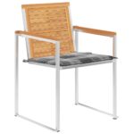 Chaises de jardin lot de 4 avec coussins Bois de teck massif – Image 2