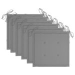 Chaises de jardin lot de 6 avec coussins Bois de teck massif – Image 6