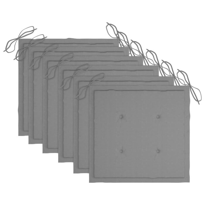 Chaises de jardin lot de 6 avec coussins Bois de teck massif – Image 6