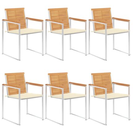Chaises de jardin lot de 6 avec coussins Bois de teck massif