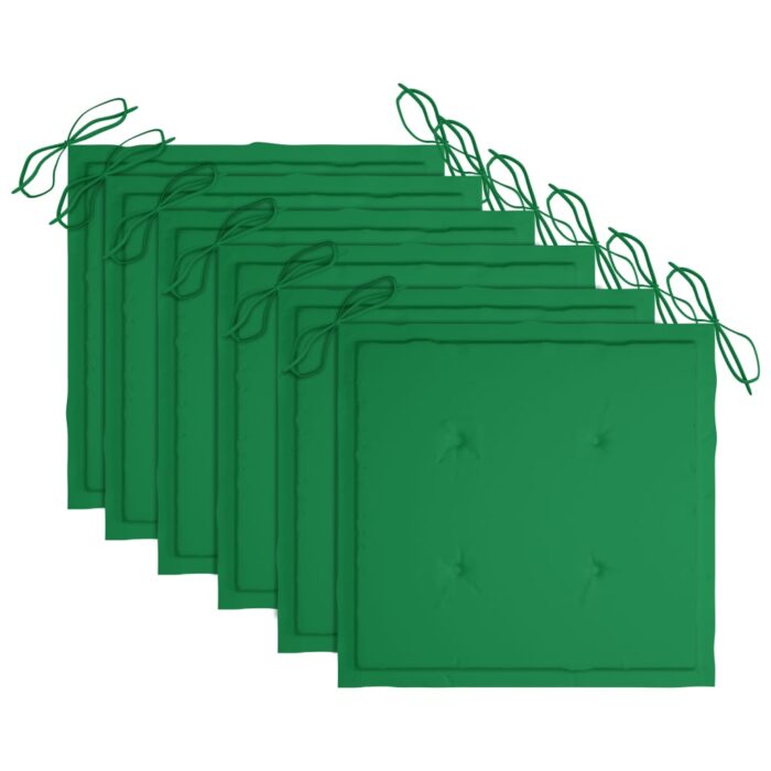 Chaises de jardin lot de 6 avec coussins Bois de teck massif – Image 6