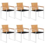 Chaises de jardin lot de 6 avec coussins Bois de teck massif