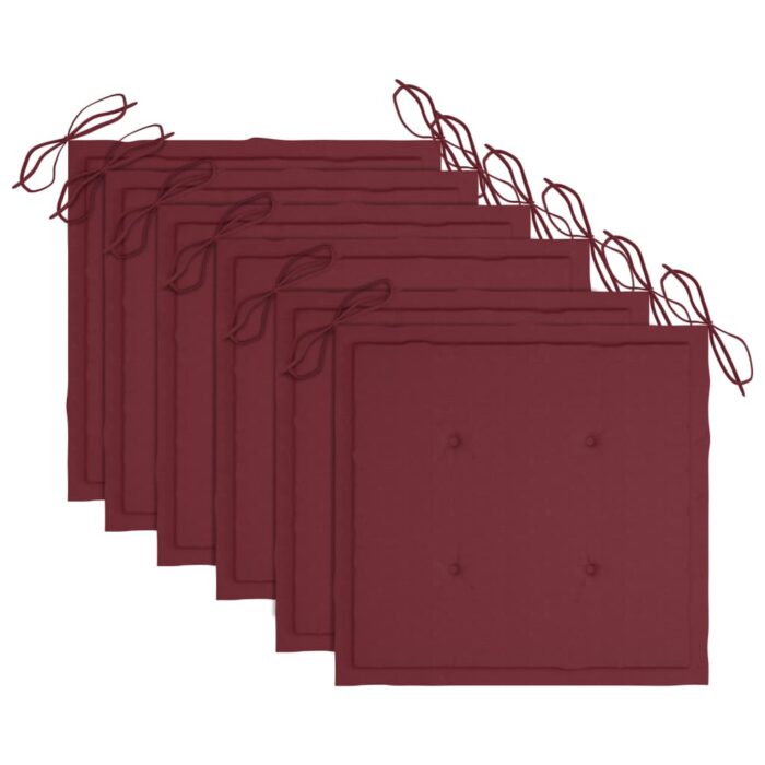 Chaises de jardin lot de 6 avec coussins Bois de teck massif – Image 6