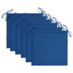 Chaises de jardin lot de 6 avec coussins Bois de teck massif – Image 6