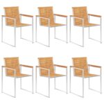 Chaises de jardin lot de 6 avec coussins Bois de teck massif – Image 2