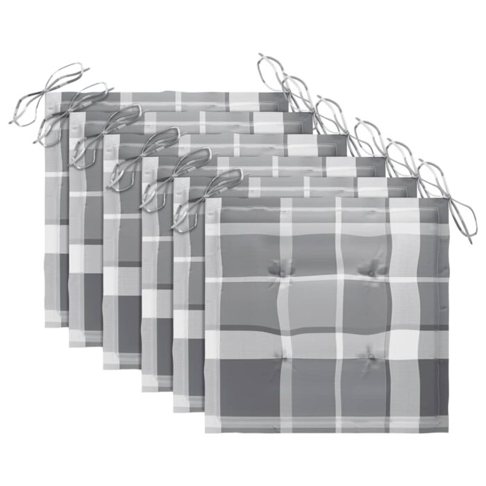 Chaises de jardin lot de 6 avec coussins Bois de teck massif – Image 6