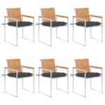 Chaises de jardin lot de 6 avec coussins Bois de teck massif