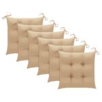 Chaises de jardin lot de 6 avec coussins Bois de teck massif – Image 7