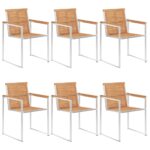 Chaises de jardin lot de 6 avec coussins Bois de teck massif – Image 2