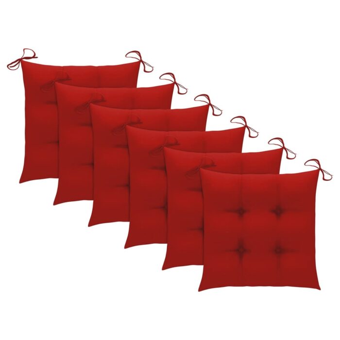 Chaises de jardin lot de 6 avec coussins Bois de teck massif – Image 7