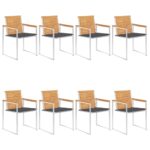 Chaises de jardin lot de 8 avec coussins Bois de teck massif