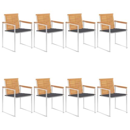 Chaises de jardin lot de 8 avec coussins Bois de teck massif