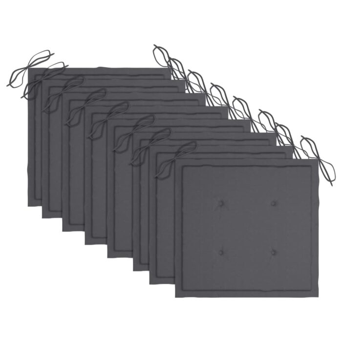 Chaises de jardin lot de 8 avec coussins Bois de teck massif – Image 6