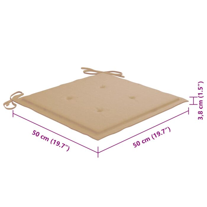 Chaises de jardin lot de 8 avec coussins Bois de teck massif – Image 12