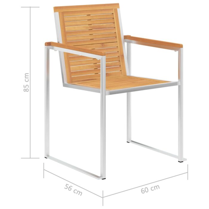 Chaises de jardin lot de 8 avec coussins Bois de teck massif – Image 10