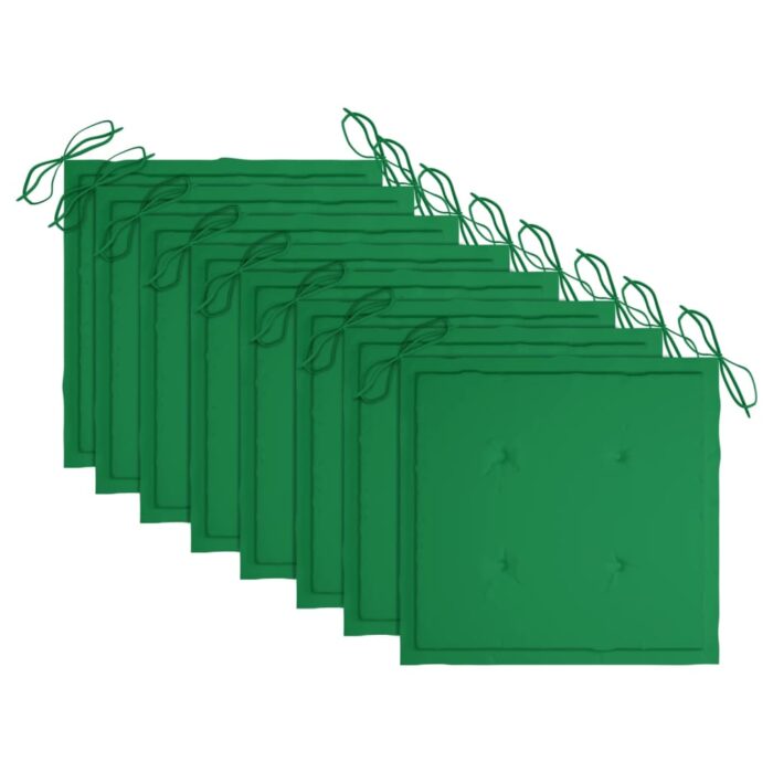 Chaises de jardin lot de 8 avec coussins Bois de teck massif – Image 6