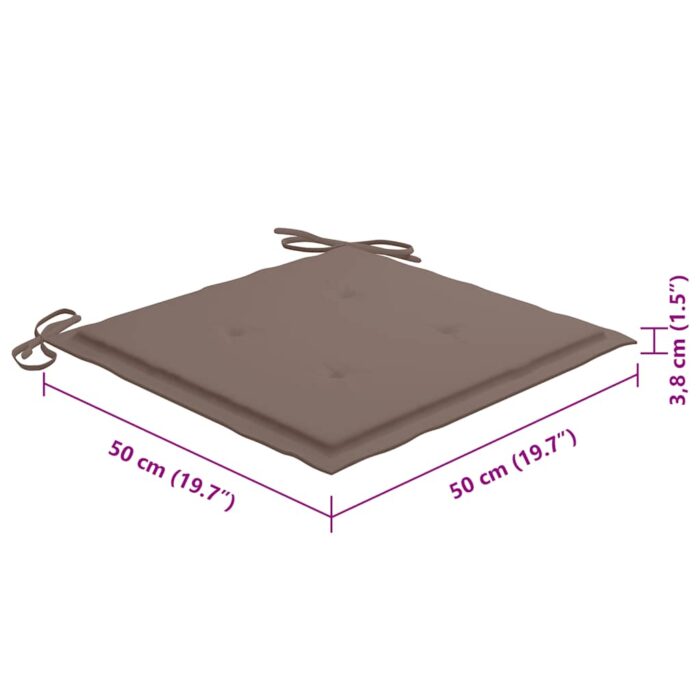 Chaises de jardin lot de 8 avec coussins Bois de teck massif – Image 12