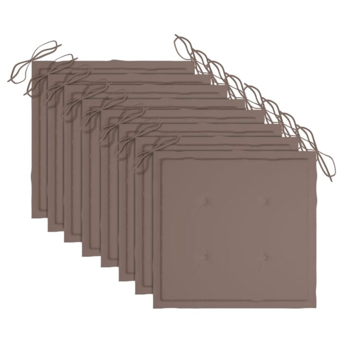 Chaises de jardin lot de 8 avec coussins Bois de teck massif – Image 6