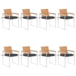 Chaises de jardin lot de 8 avec coussins Bois de teck massif