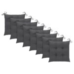 Chaises de jardin lot de 8 avec coussins Bois de teck massif – Image 7