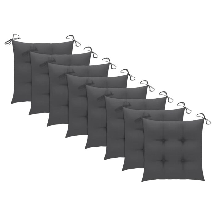 Chaises de jardin lot de 8 avec coussins Bois de teck massif – Image 7