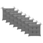 Chaises de jardin lot de 8 avec coussins Bois de teck massif – Image 7