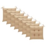 Chaises de jardin lot de 8 avec coussins Bois de teck massif – Image 7