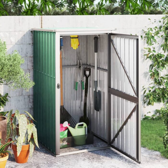 Abri à outils de jardin vert 88x89x161 cm acier galvanisé – Image 1