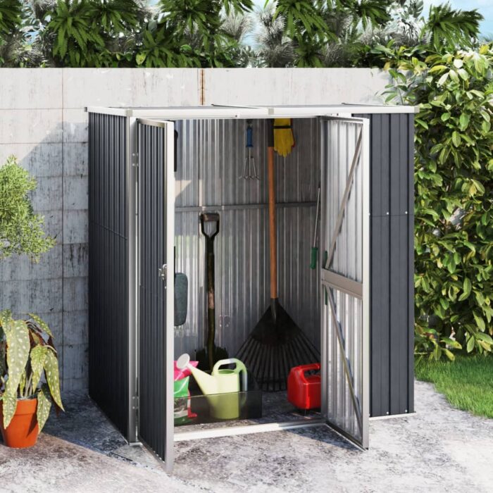 Abri à outils de jardin anthracite 161x89x161cm acier galvanisé – Image 1