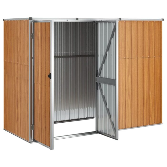 Abri à outils de jardin marron 225x89x161 cm acier galvanisé – Image 2