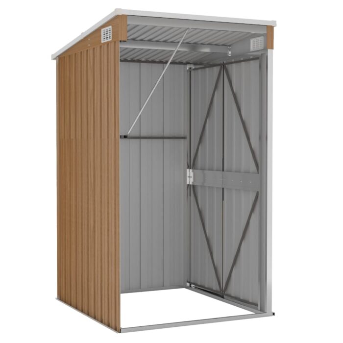 Remise de jardin murale Marron 118x100x178 cm Acier galvanisé – Image 4