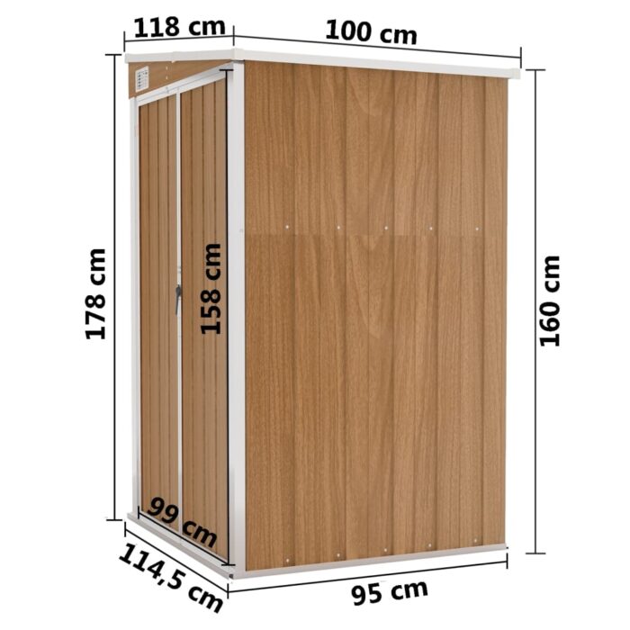 Remise de jardin murale Marron 118x100x178 cm Acier galvanisé – Image 5