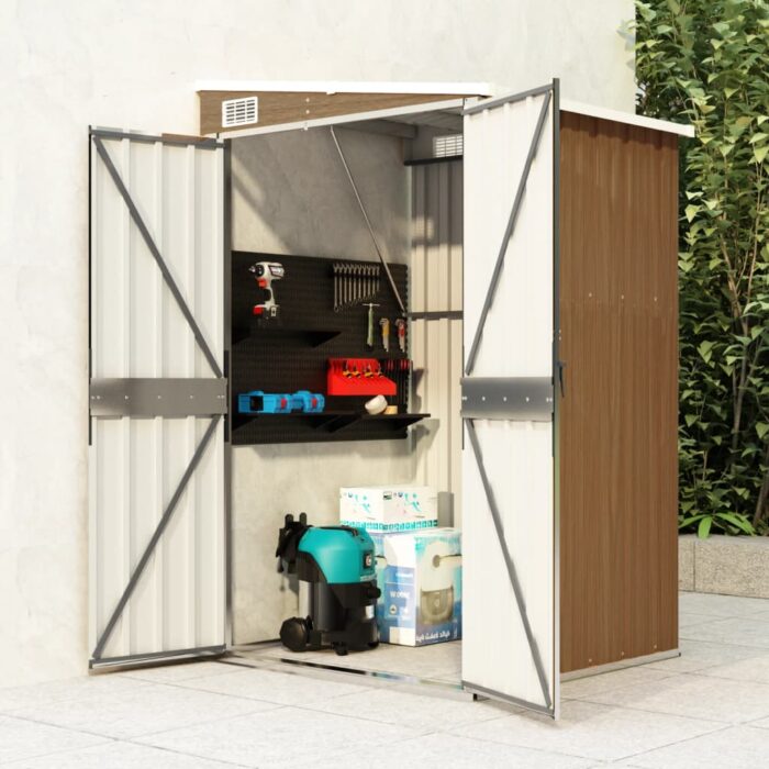 Remise de jardin murale Marron 118x100x178 cm Acier galvanisé – Image 1