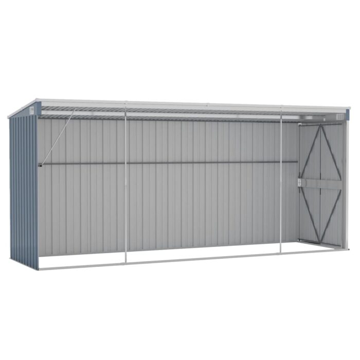 Abri de jardin mural Gris 118x382x178 cm Acier galvanisé – Image 4