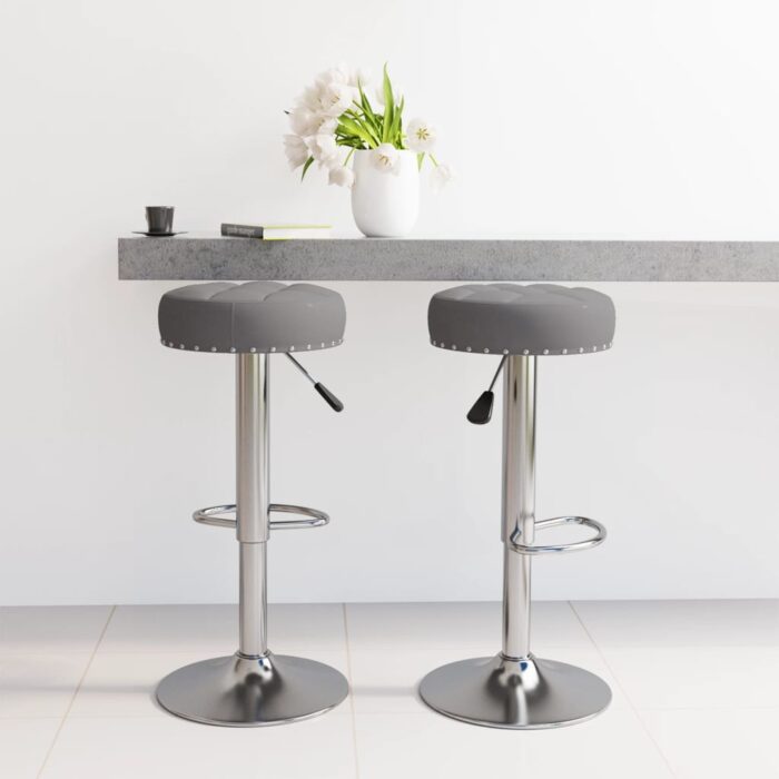 Tabourets de bar lot de 2 gris foncé tissu – Image 1