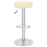 Tabourets de bar lot de 2 crème tissu – Image 2