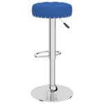 Tabourets de bar lot de 2 bleu tissu – Image 4