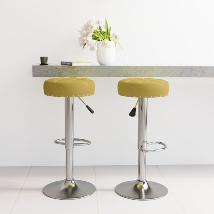Tabourets de bar lot de 2 vert tissu – Image 1